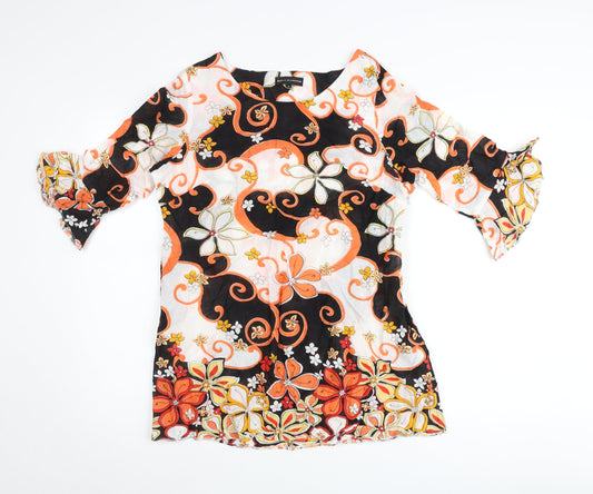 Bella Moda Womens Multicoloured Floral Cotton Tunic Blouse Size 14