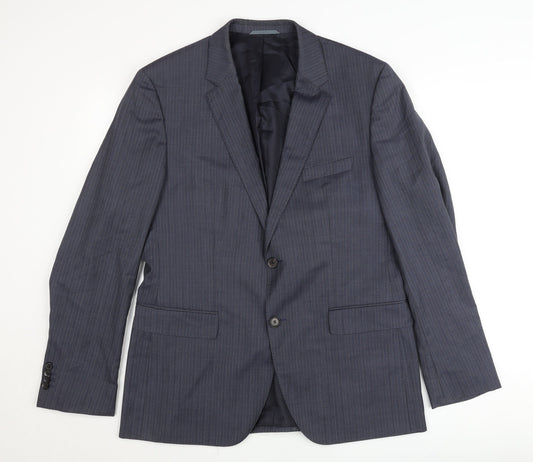 Tesse Men’s Blue Pinstripe Wool Blazer 42R Classic Formal Jacket