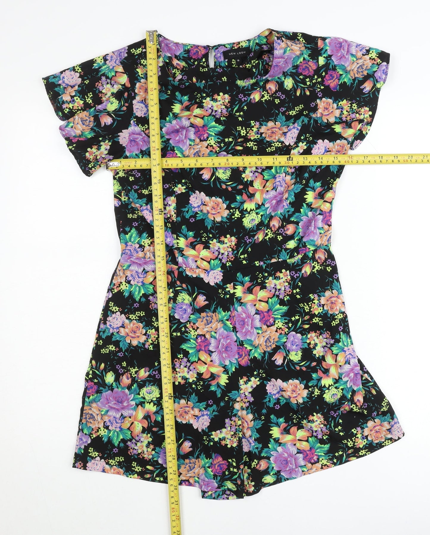 New Look Women’s Multicoloured Floral Short Sleeve Playsuit Size 10