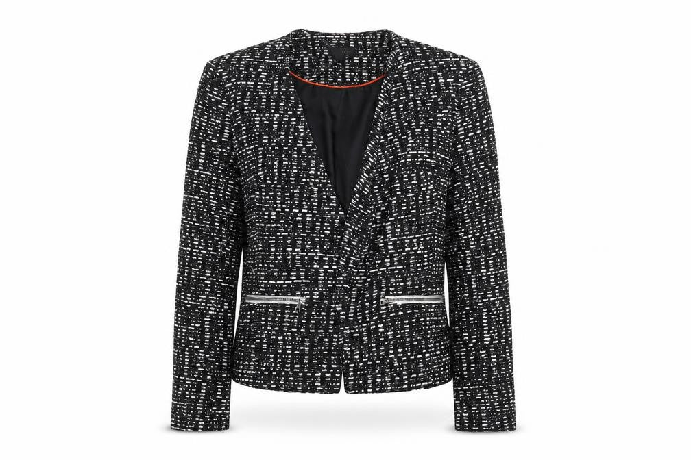 Topshop Women’s Black Tweed Blazer Jacket UK 12 Workwear