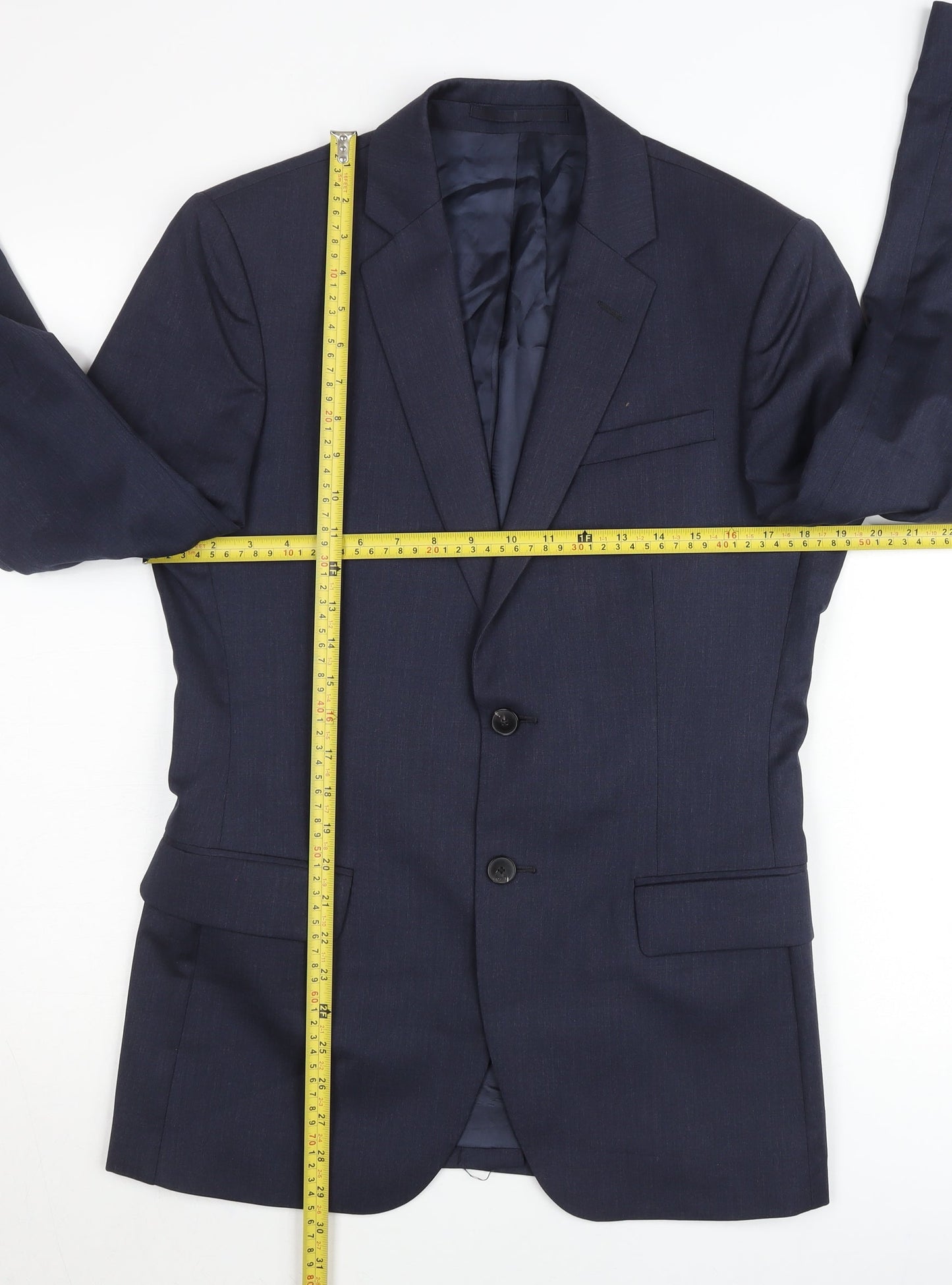 Reiss Men's Blue 36 Chest Two-Button Suit Jacket Notch Lapel