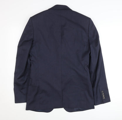 Reiss Men's Blue 36 Chest Two-Button Suit Jacket Notch Lapel