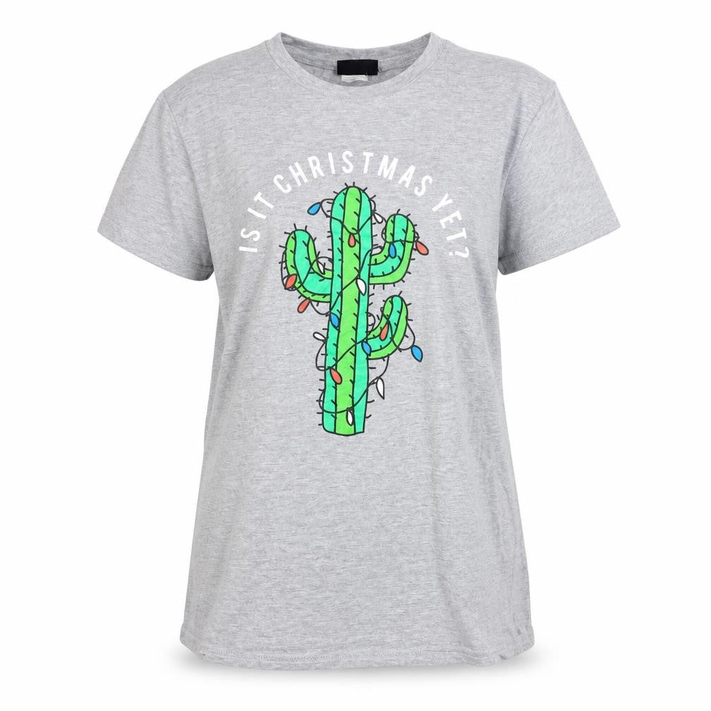 Sunday Velvet Womens Grey Christmas Graphic T-Shirt Size L