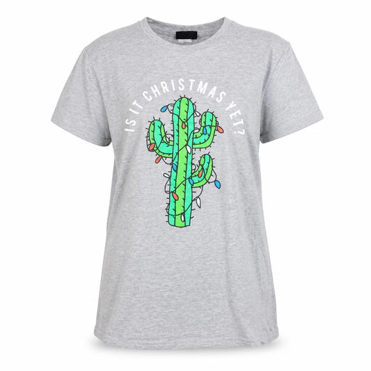 Sunday Velvet Womens Grey Christmas Graphic T-Shirt Size L