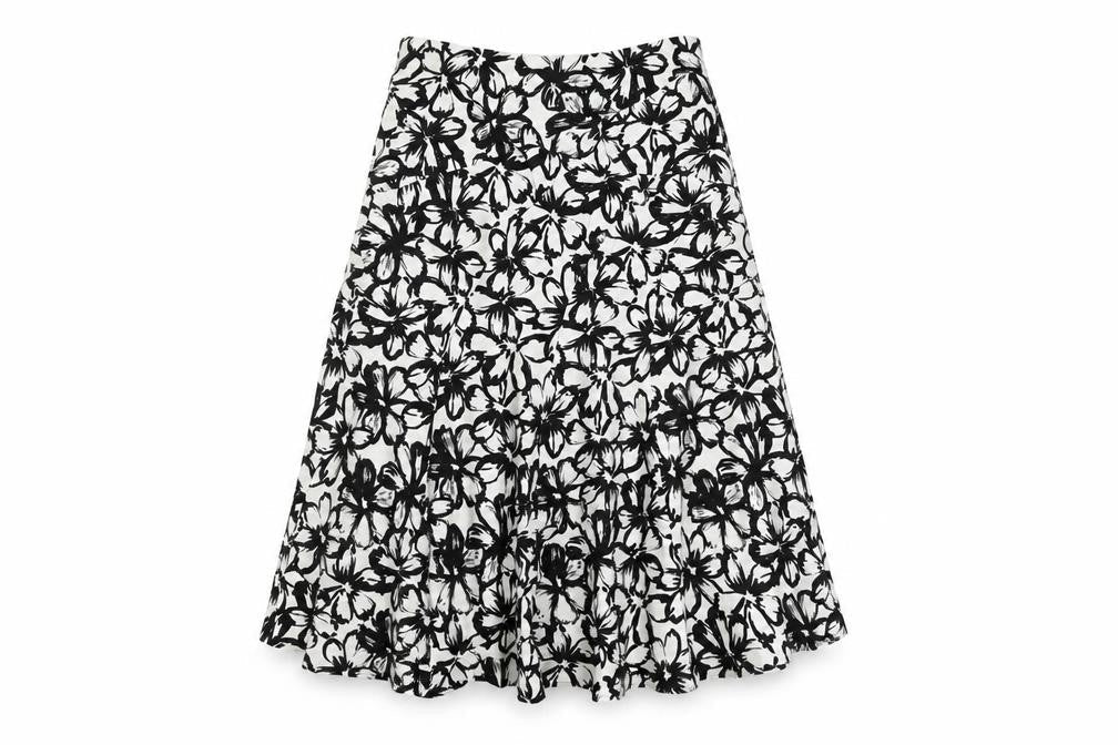 Alex & Co. Women’s Black White Floral A-Line Skirt Size 12 Midi