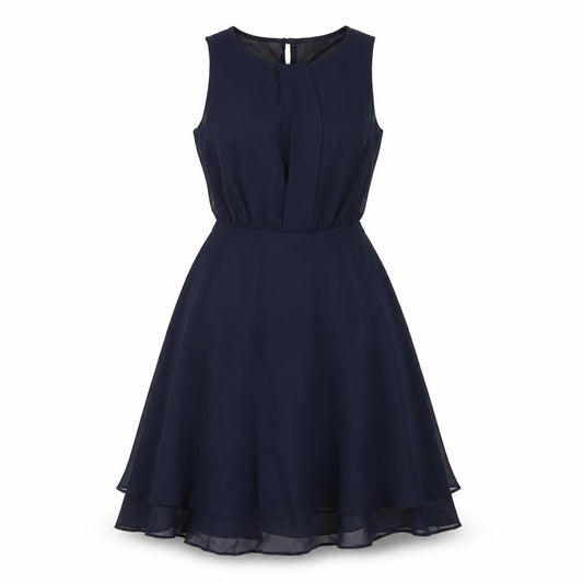 Front view of ASOS Women’s Blue A-Line Sleeveless Chiffon Dress UK 8