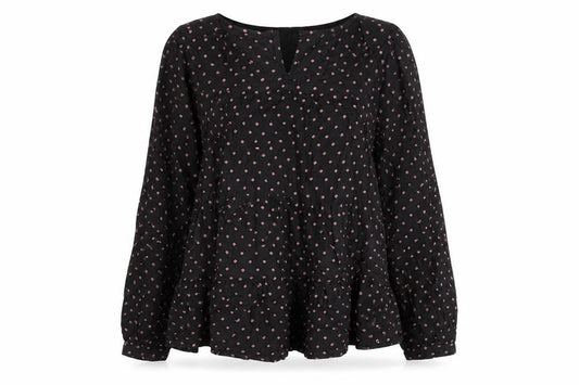 Next Womens Black Floral Tunic Blouse Size 6 Viscose Long Sleeve