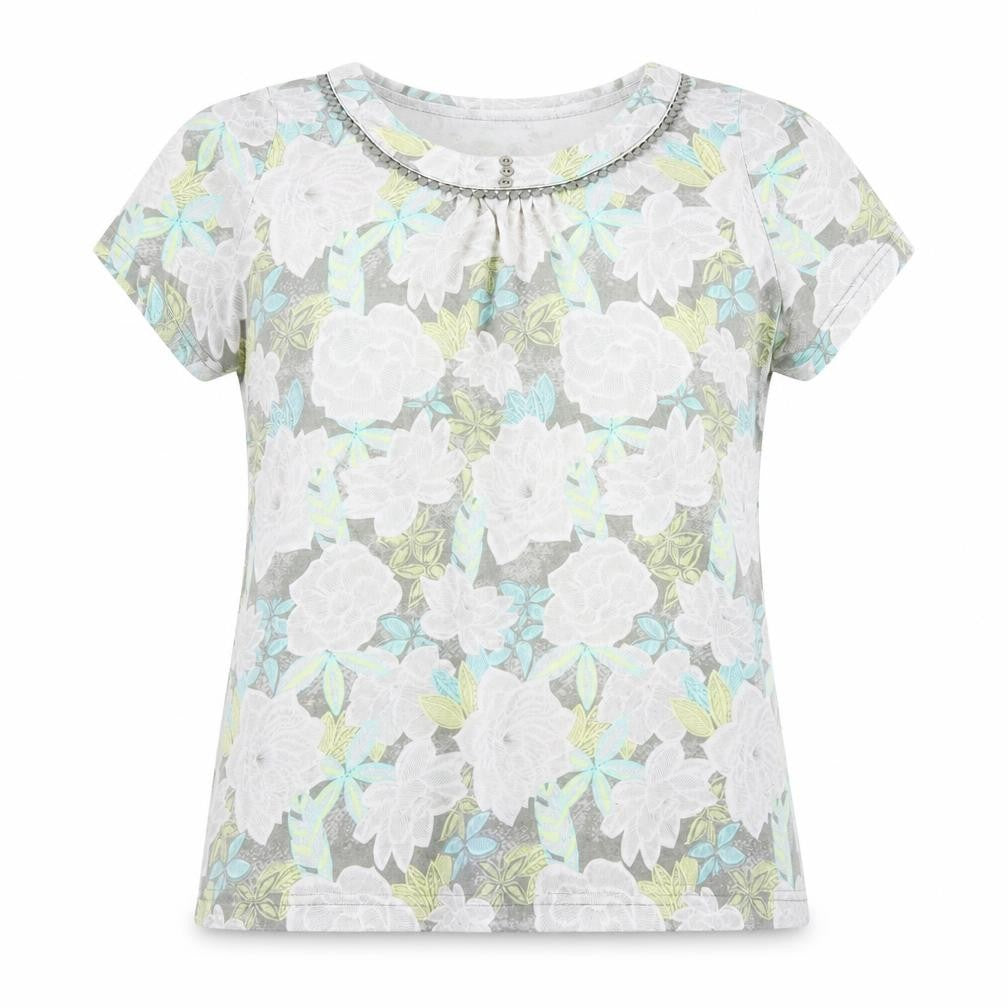 Bonmarché Womens Multicoloured Floral T-Shirt Size 14 Short Sleeve Scoop Neck