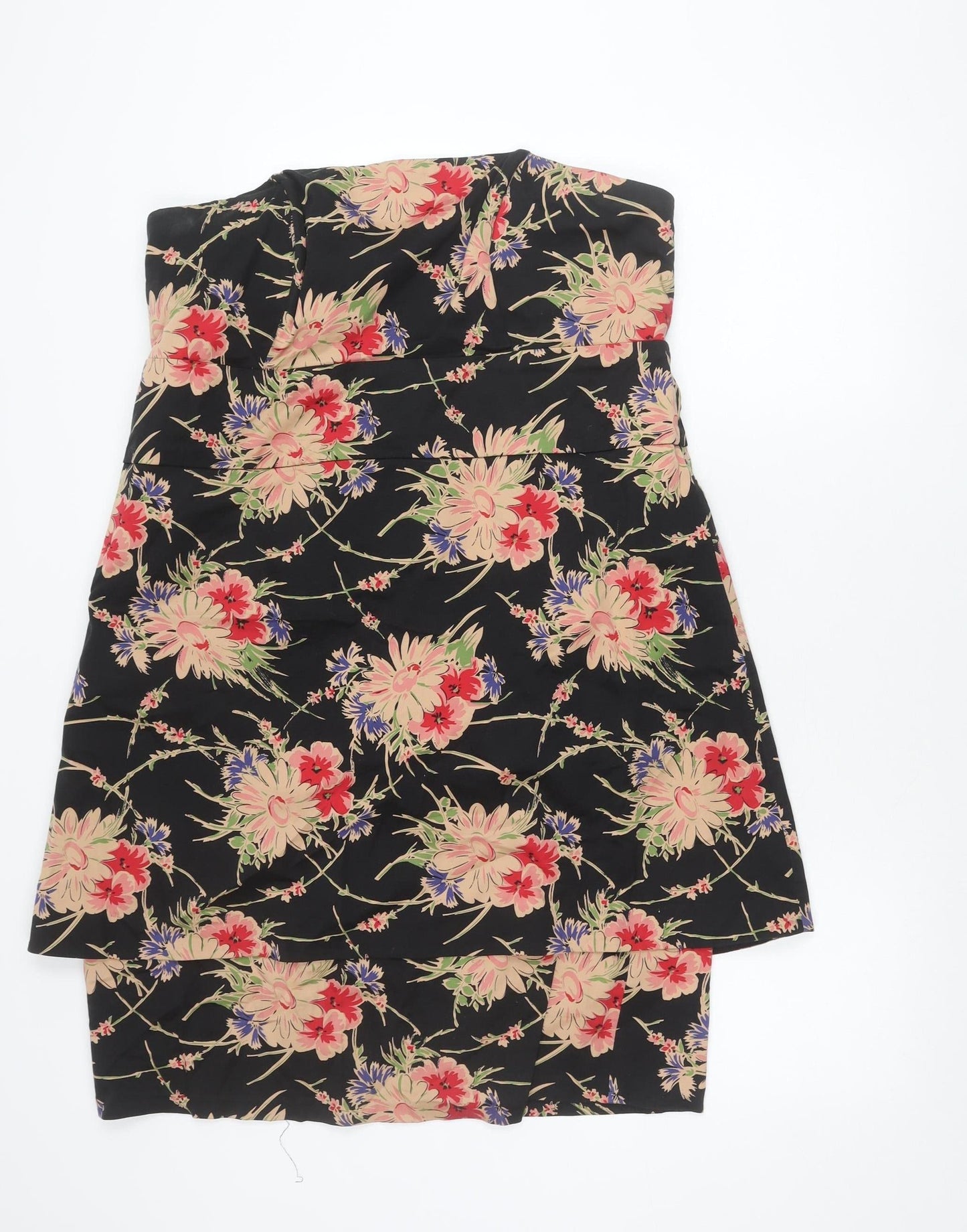 New Look Women Black Floral Sheath Dress Size 20 Strapless Plus