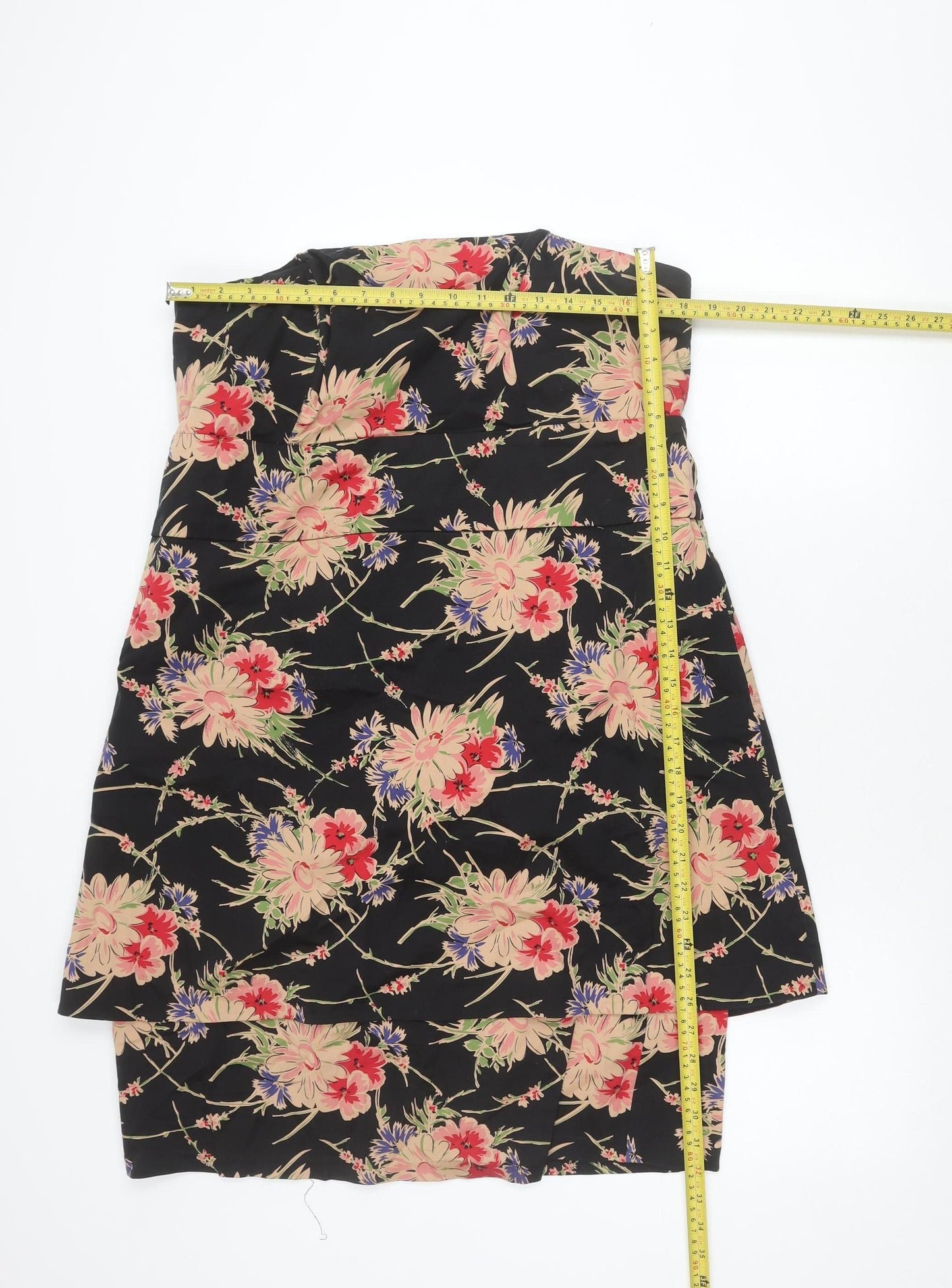 New Look Women Black Floral Sheath Dress Size 20 Strapless Plus