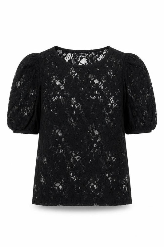 RESERVED Women’s Black Lace Puff Sleeve Blouse Size L