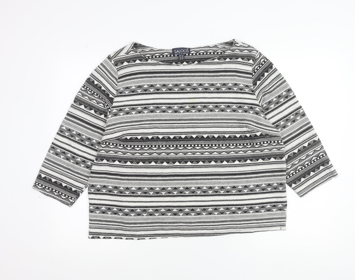 Saloos Women’s Black Geometric Aztec Tunic Blouse Size 22