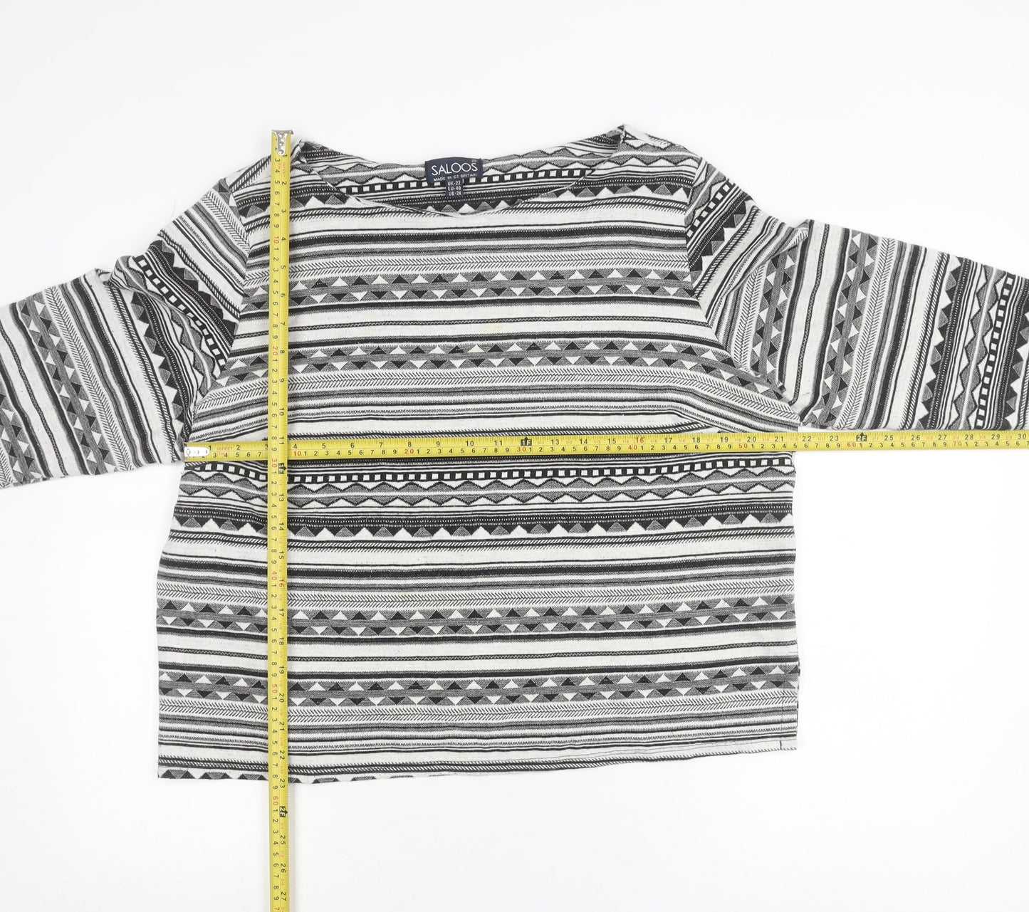Saloos Women’s Black Geometric Aztec Tunic Blouse Size 22