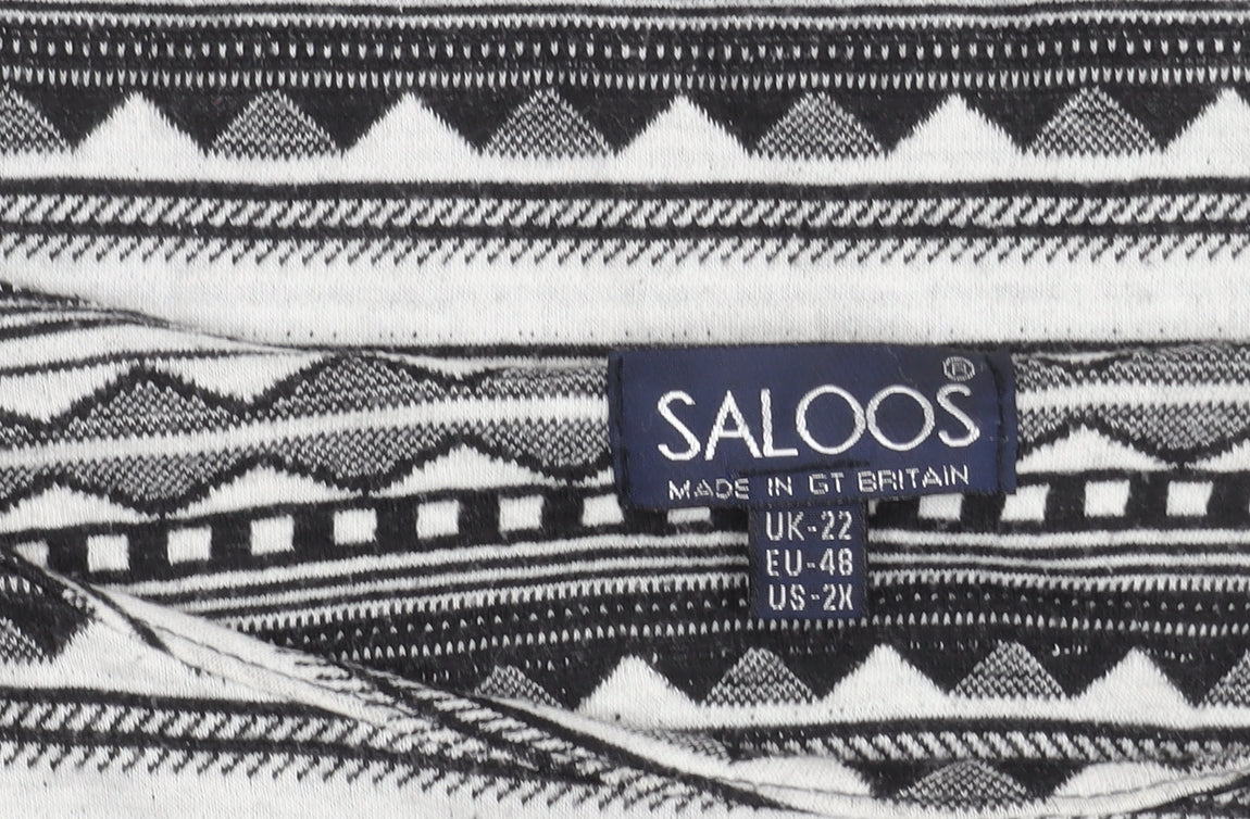 Saloos Women’s Black Geometric Aztec Tunic Blouse Size 22