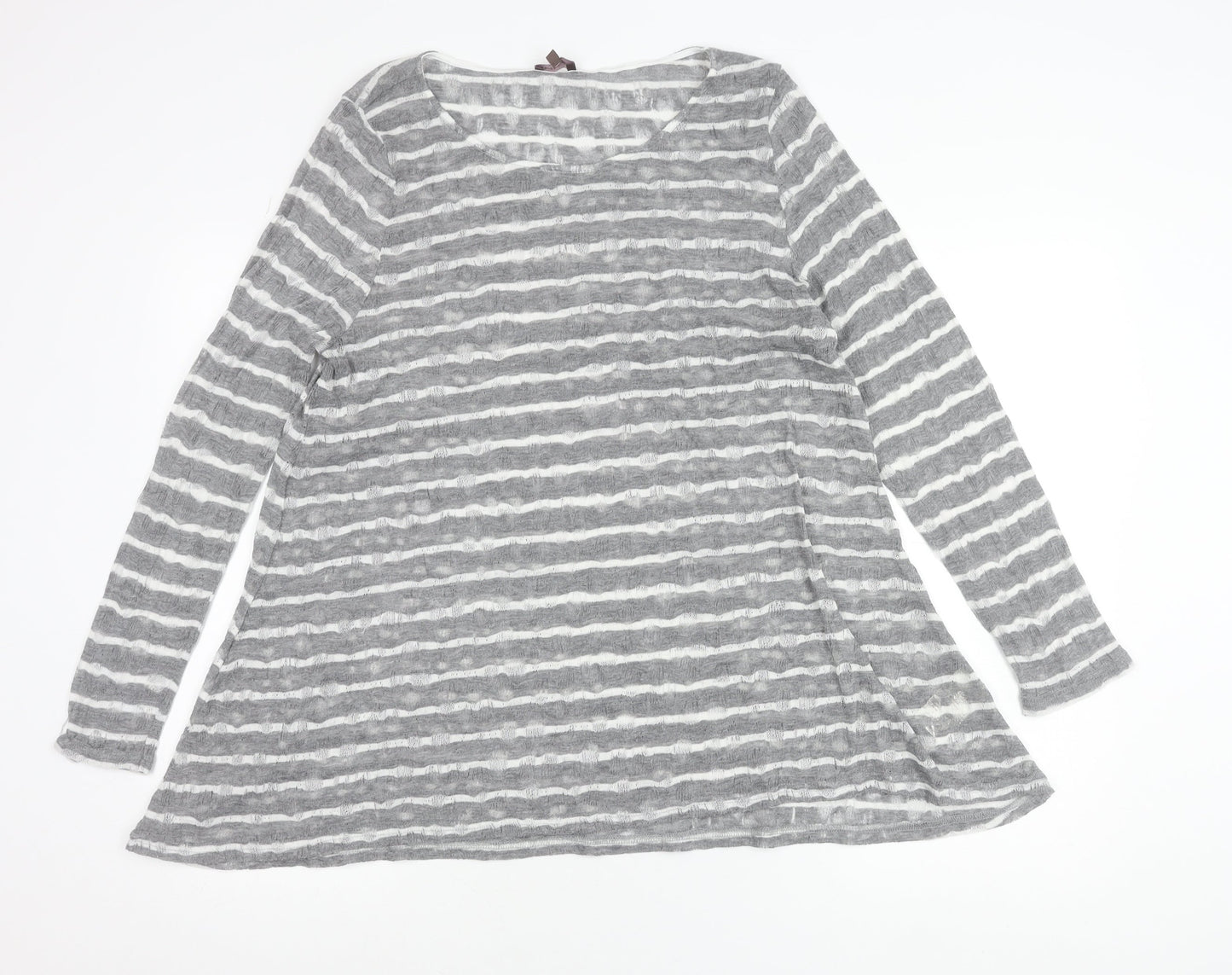Phase Eight Women’s Grey Striped Tunic Top Size 18 Long Sleeve