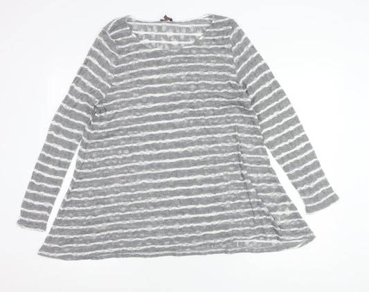 Phase Eight Women’s Grey Striped Tunic Top Size 18 Long Sleeve