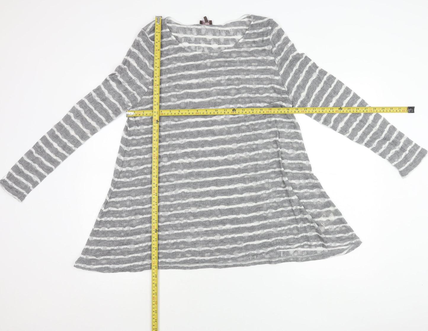 Phase Eight Women’s Grey Striped Tunic Top Size 18 Long Sleeve