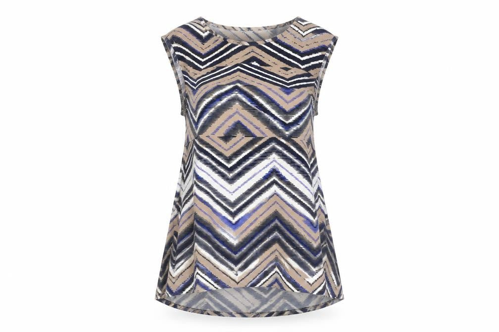 Warehouse Womens Multicoloured Geometric Sleeveless Blouse UK 12