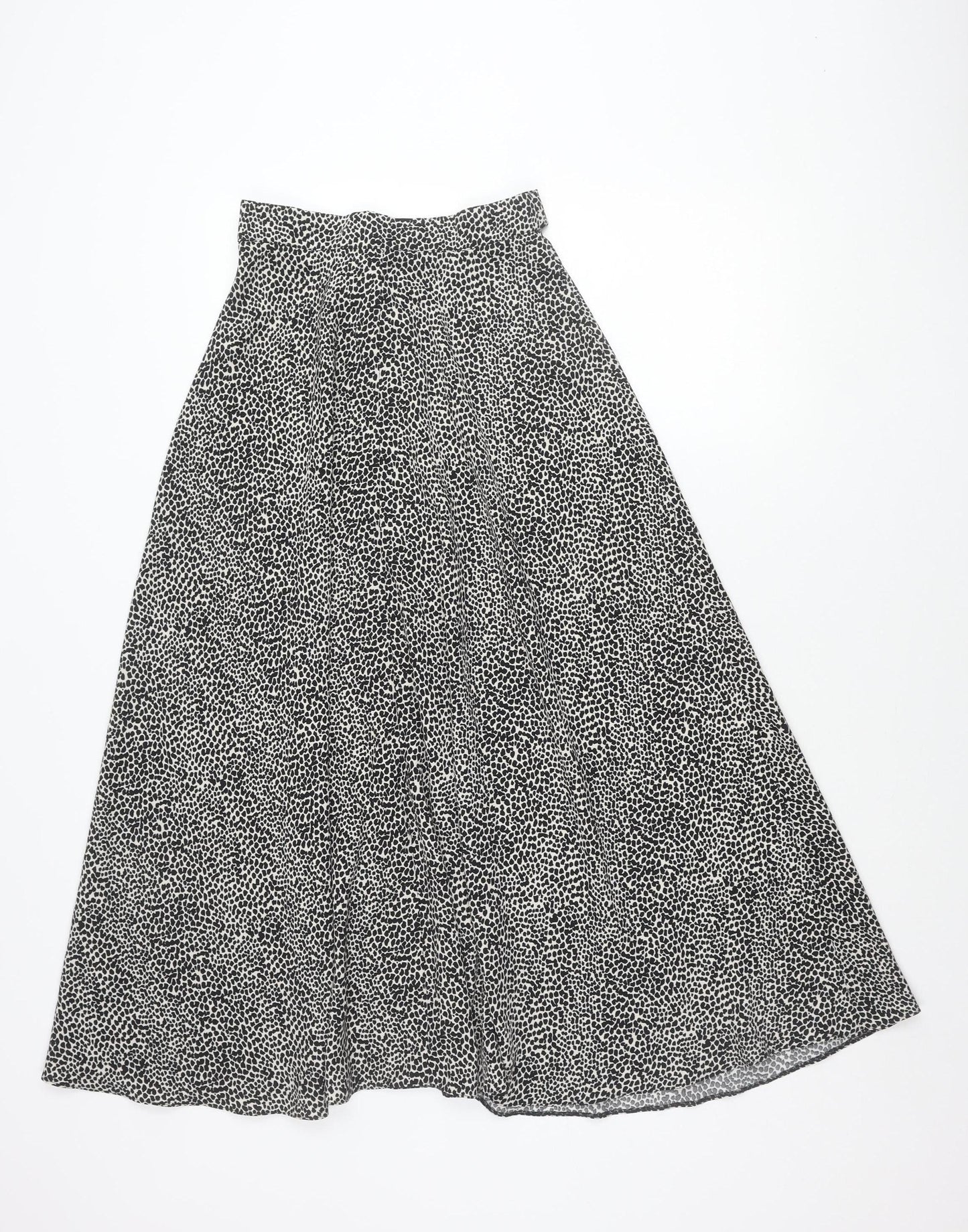Primark Womens Black Animal Print A-Line Skirt Size 6 Knee Length
