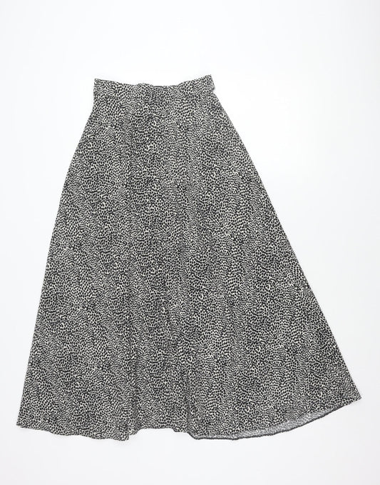 Primark Womens Black Animal Print A-Line Skirt Size 6 Knee Length