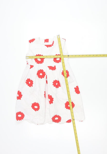 Baby Giro Girls White Red Floral A-Line Sleeveless Dress Size 5 Years