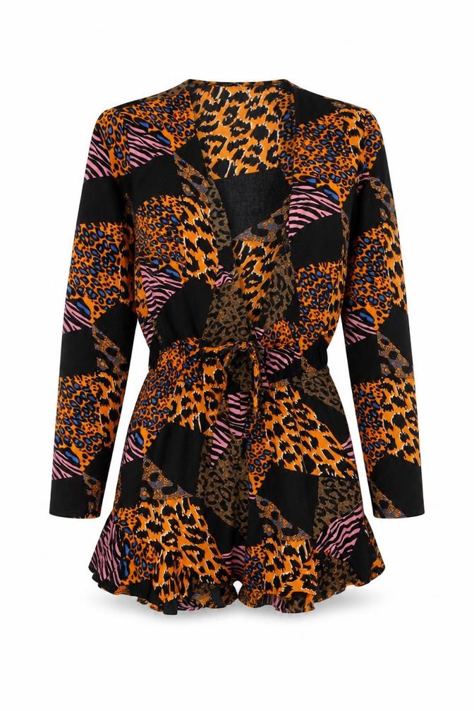 Glamorous Women Multicoloured Animal Print Jumpsuit UK 6 V-Neck