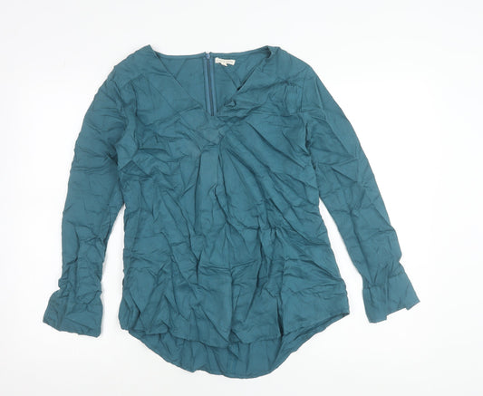 Mudd & Water Womens Blue Lyocell Blouse Tunic Size 8 V-Neck Long Sleeve