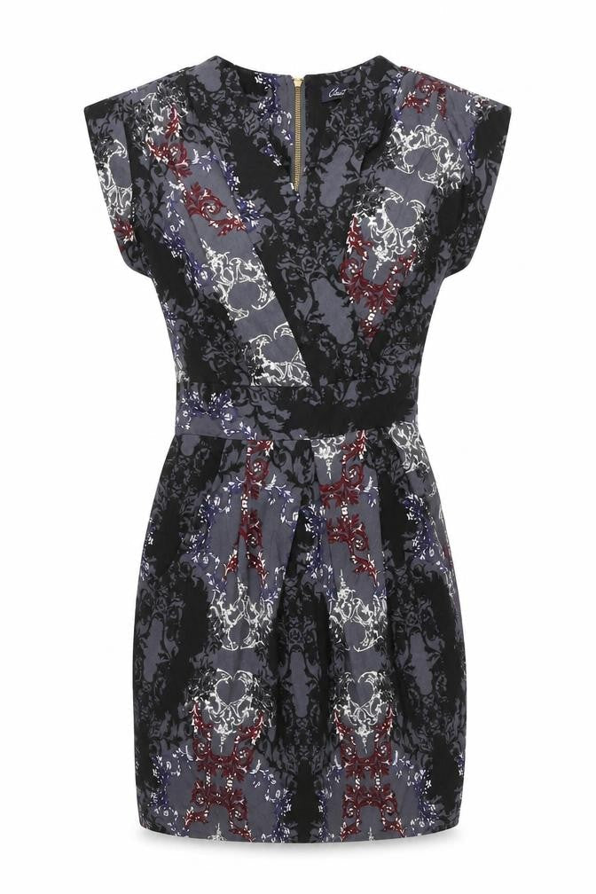 Closet Blu Women’s Black Grey Floral Strapless Bodycon Dress Size 8