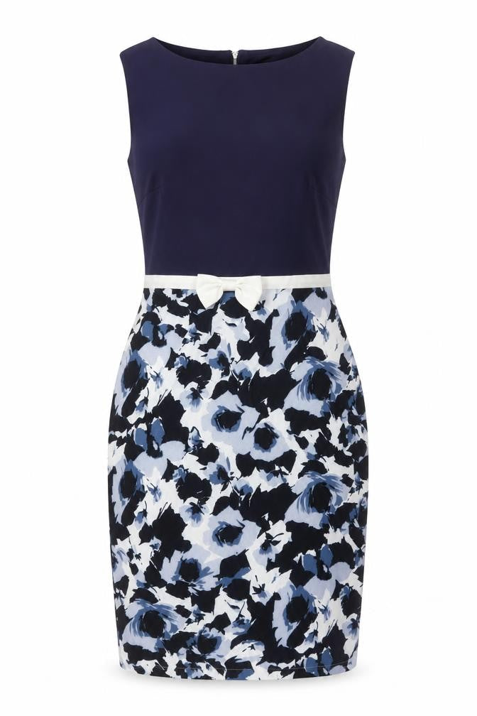 Paper Dolls Womens Blue Floral Sleeveless Tunic Blouse UK 10