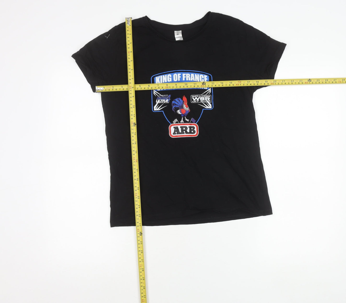 B&C Women’s Black Racing Graphic T-Shirt M Cotton Crew Neck