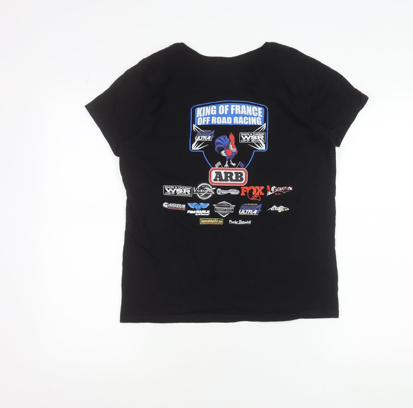 B&C Women’s Black Racing Graphic T-Shirt M Cotton Crew Neck