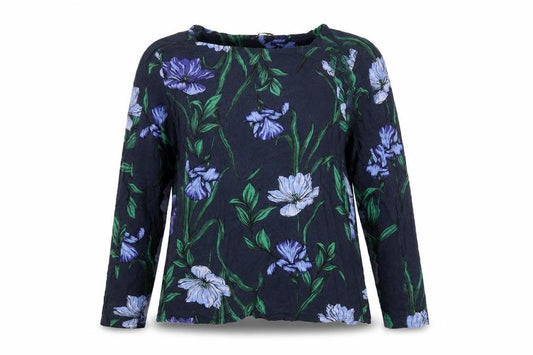 Marks and Spencer Women's Blue Floral Viscose Long Sleeve Tunic Blouse UK 14