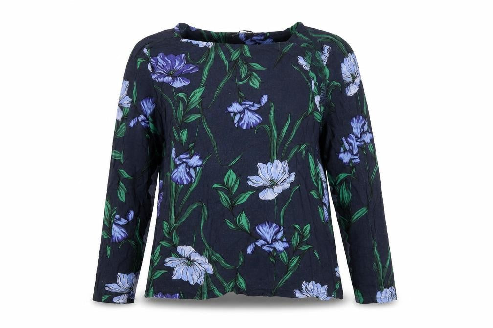 Marks & Spencer Women's Blue Floral Viscose Long Sleeve Tunic Blouse UK 14