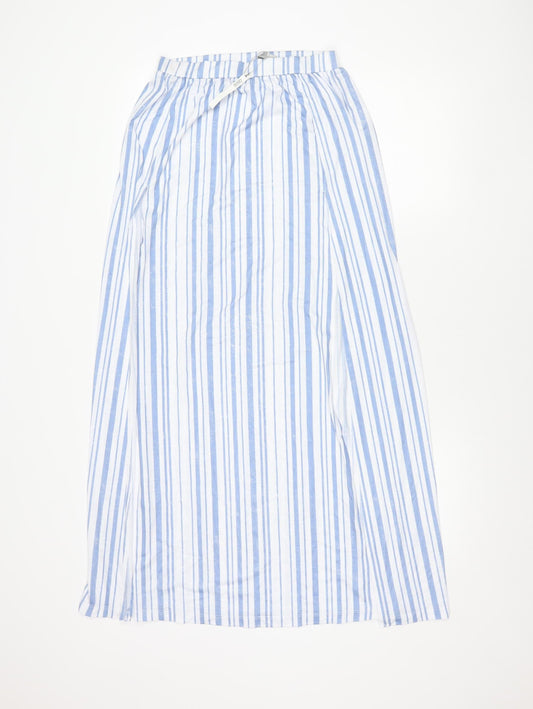 ASOS Women’s Blue Striped Midi A-Line Skirt Size 8 Polyester Elastane