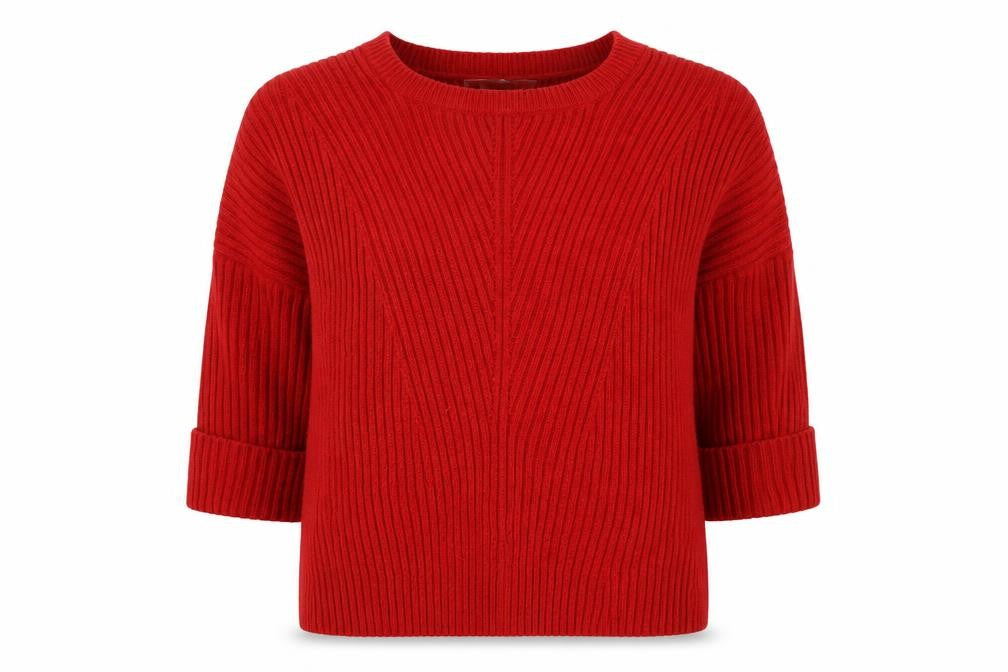 Zara Women’s Red Ribbed Knit Pullover Jumper Size 12