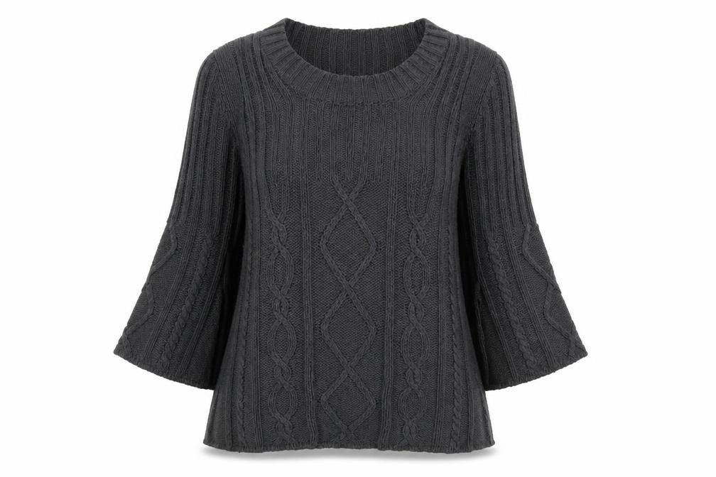 Klass Collection Women's Grey Cable-Knit Cotton Jumper Size S