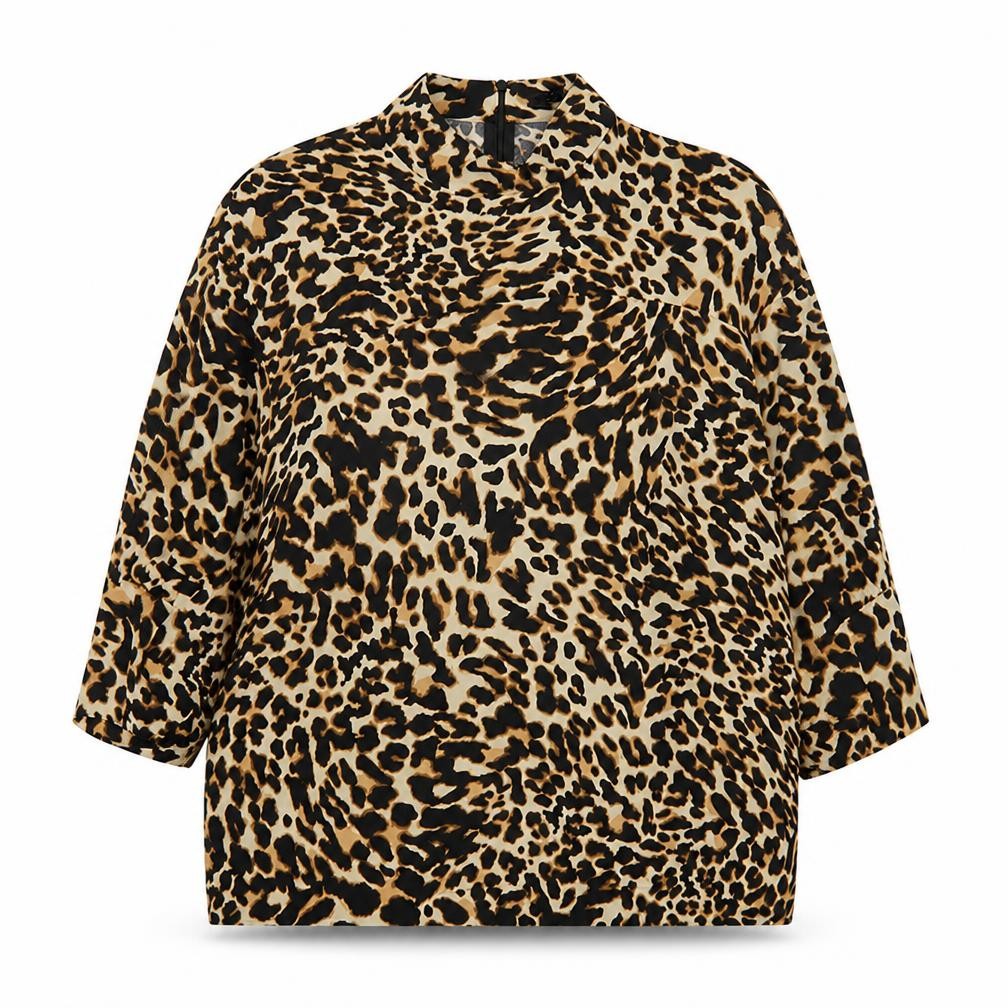 Zara Woman Leopard Print Blouse Women’s Size 8 High Neck Tunic