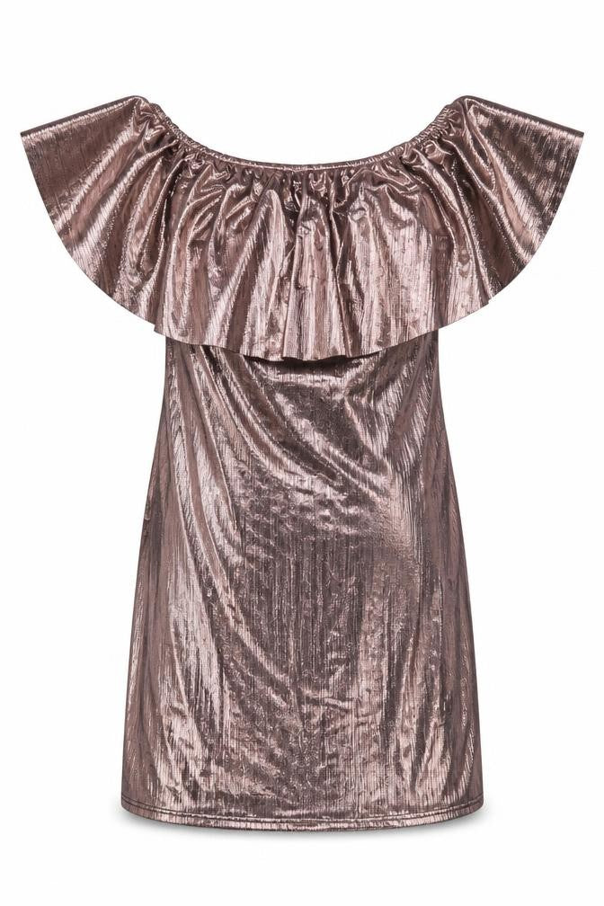 New Look Women’s Pink Metallic Off Shoulder Bodycon Dress Size 6