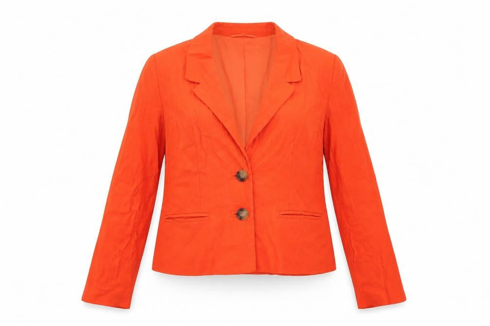 French Connection Women’s Orange Linen Blend Cropped Blazer UK 8