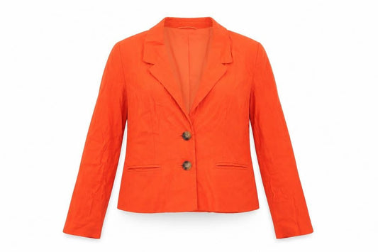 French Connection Women’s Orange Linen Blend Cropped Blazer UK 8