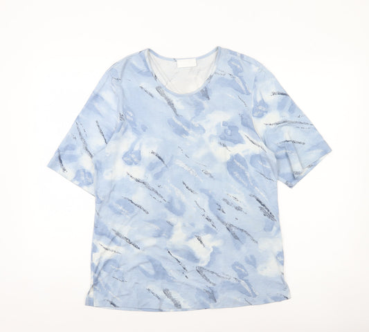 Marc Cain Womens Blue Abstract Print Viscose T-Shirt Size 12