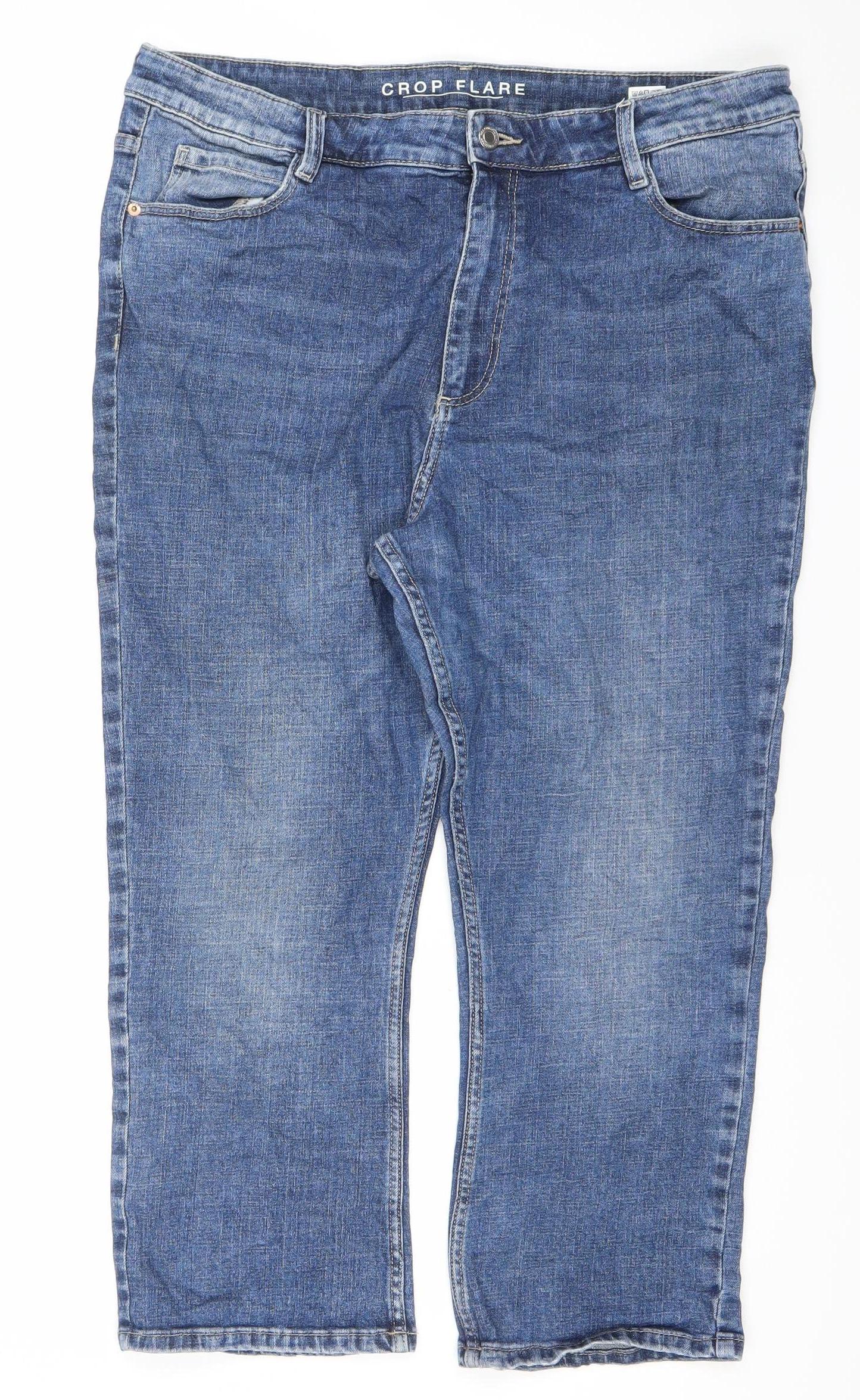 Marks and Spencer Women Blue Flared Crop Jeans Size 18 Regular Fit