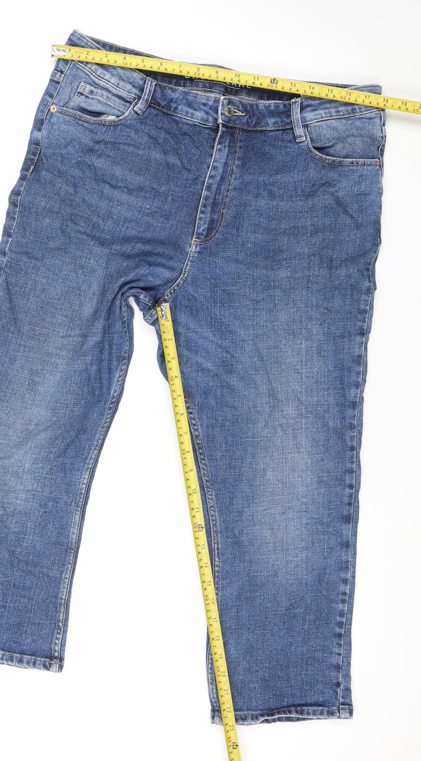 Marks and Spencer Women Blue Flared Crop Jeans Size 18 Regular Fit