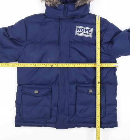 Back view of Y.F.K boys’ blue 9-10 years puffer jacket winter hooded coat