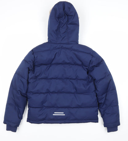 Close-up detail of Y.F.K boys’ blue 9-10 years puffer jacket winter hooded coat