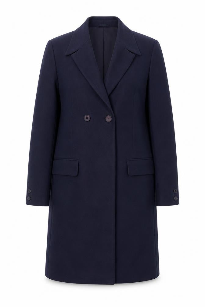 Zyga Womens Navy Blue Long Overcoat Size 12 Polyviscose Lined