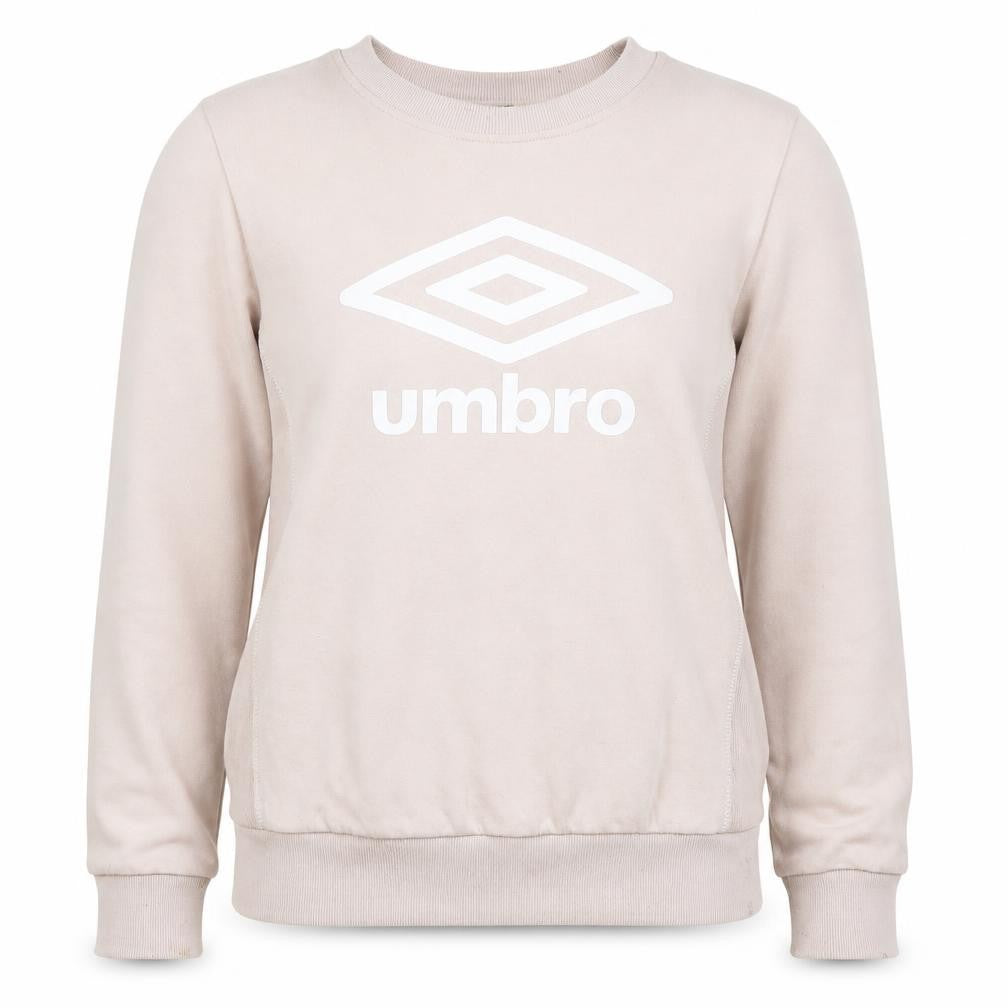 Umbro Womens Beige Pullover Logo Sweatshirt Size M Long Sleeve