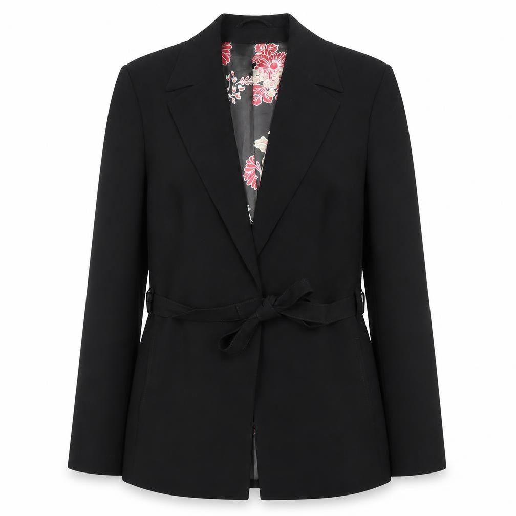 Dorothy Perkins Women Black Size 12 Belted Blazer Jacket