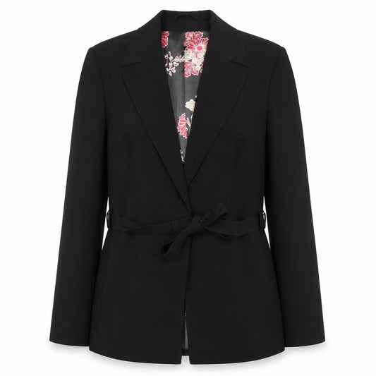 Dorothy Perkins Women Black Size 12 Belted Blazer Jacket