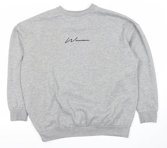 Boohoo Womens Grey Sweatshirt UK 8 Crew Neck Long Sleeve Logo